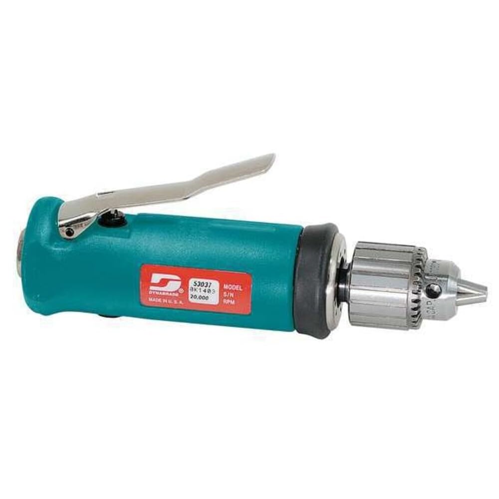 Dynabrade 53037 Taladro de 1/4 .5 hp, línea recta, 20,000 RPM, escape delantero, portabrocas Jacobs