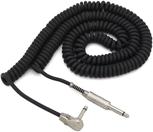 Cable Corp Black 25' Coiled PVC Metal End Instrument Cable, (CC25)