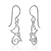 Chuvora 925 Sterling Silver Cubic Zirconia CZ Open Little Cat Dangle Earrings