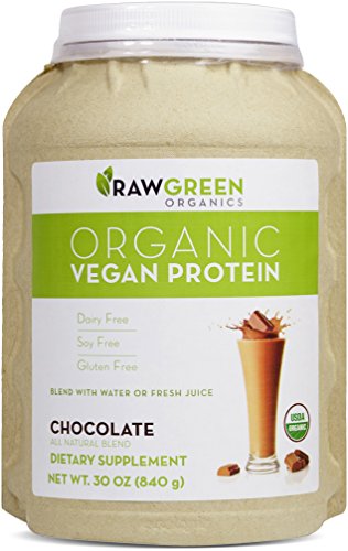 Raw Green Organics - Organic Vegan Protein - Chocolate - All Natural Blend - 30 oz. (840 Grams)