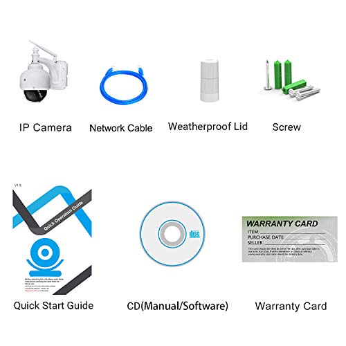 PTZ Dome IP Camera 1080P WiFi CCTV Outdoor Security Camera H.265/H.264 with 2.8-12mm Lens 5X Zoom Auto Focus, 355° Pan/90° Tilt, Night Vision, Motion Detection, Micro SD Card Slotlot