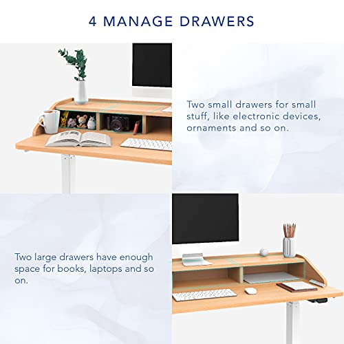FLEXISPOT UD5 Comhar Electric Standing Desk with Hutch 2Tier 4 Hutches