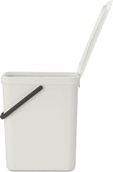 Brabantia Sort & Go 25L Waste Bin Light Grey with Stay-Open Lid view 2