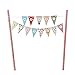 EL-SKY Mini Happy Birthday Cake Bunting Banner Cake Topper Garland - Handmade Pennant Flags with Red Dots Straw Pole, Party Cake Decoration Supplies