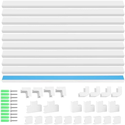Agptek テープ付きモールセット 配線カバー ケーブルカバー 全48セット 配線モール 管理チャネルシステム 電線モール コンピュータ整理非表示ケーブル ホームオフィステレビ壁マウント 電子ワイヤコードカバーキットター テープ ケーブル ケーブルカバー ホワイト