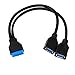 Kingwin 2 Port USB 3.0 Splitter Adapter USB Type A Female to 20 Pin Motherboard Header Extension Cable. Add Extra USB 3.0 Ports to Any PC with This Adapter Cable, Backward Compatible with USB 2.0/1.0 primary