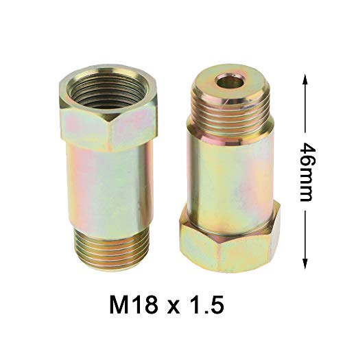 Universal O2 Sensor Spacer Adapter Isolator Extender Straight CEL Fix Kit for Exhaust Systems with M18 x 1.5 Sensor Holes (Pack of 2)