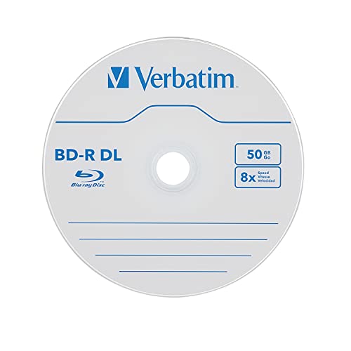 Verbatim BD-R 50GB 8X Blu-ray Recordable Media Disc Double Layer- Spindle - 97335, Branded, 10 Pack