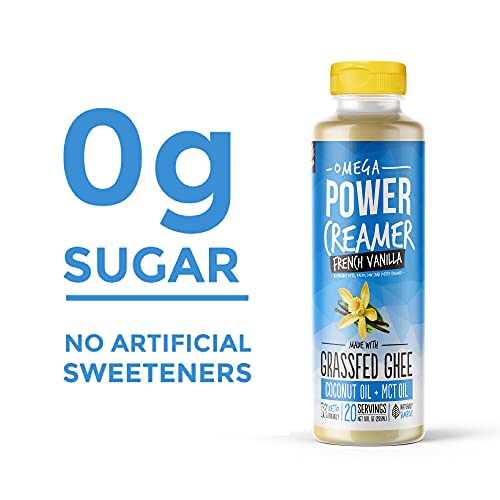 Keto Coffee Creamer by PowerCreamer French Vanilla Zero Sugar Grassfed Ghee, MCT Oil