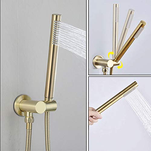 Brushed Gold Flush Mount Shower Set, 10" Recessed Shower Kit with Hand Shower, Shower Systems, Bathroom Shower Mixer