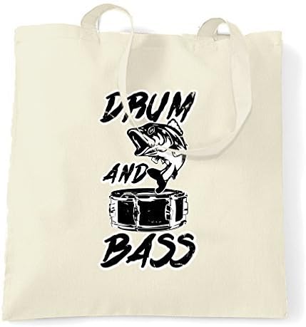 Tote Shopping Bag Gift Drum &amp; Bass Fish Pun Fishing Logo Sports Angling River Lake Sea Bank Cool Funny Parody Birthday Dad Fathers Day Catch Cool Printed Shopping Handbag Gift for Women