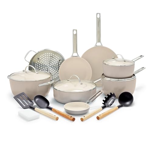 GreenPan Padova Hard Anodized Healthy Ceramic Nonstick 17 Piece Cookware Set, P…