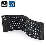 TekitÂ® Ip67 Bluetooth Wireless Keyboard - Supports Pc, Mac, Android + Ios, Flexible Foldable Silicone, Waterproof, Dirt + Dustproof