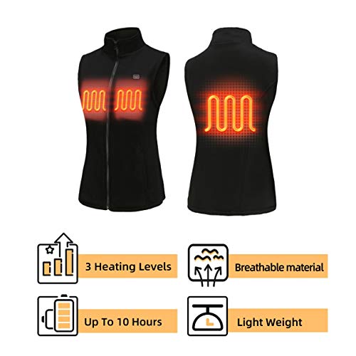 Heated Vest Power Bank Women, Insulated Electric Vest Fleece Black 16