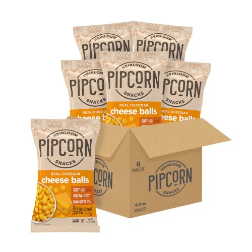 Heirloom Cheddar Cheese Balls by Pipcorn 4.5oz 6pk Healthy Snacks