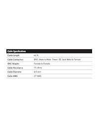 Night Owl 60 pies Power Cable Alargador para cámara de vídeo BNC de seguridad con adaptador