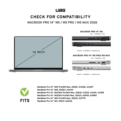 URBAN ARMOR GEAR UAG - Funda Diseñada para MacBook Pro 14" M5/M4/M3 Pro/MAX 2023-2026 - Funda Resistente, Ligera y con protección anticaídas de Grado Militar, Plyo Hielo