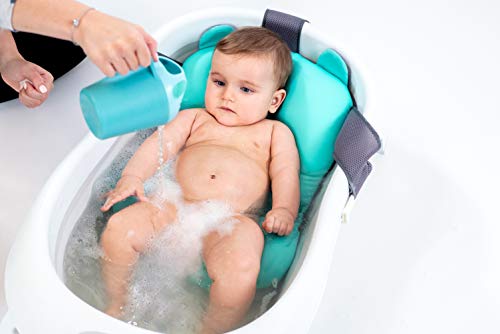 Baby Brielle 3-in-1 Portable Collapsible Infant to Toddler Space Saver Foldable Bath tub - Anti Slip Skid Proof - with Cushion Insert & Water Rinser for Bathing Newborns - Thumbnail 6