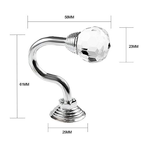 image for Tie Back Hooks for Curtains,Quaanti 2 x Crystal and Chrome Tie Back Ho