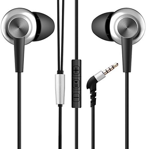 Wired Earphones Aoslen In Ear Headphones Noise Cancelling Earbuds Bass Stereo Sports Headsets with Microphone &amp; Button Control &amp; Volume Control For iPhone Android Smartphones Mp3 Player Etc - Silver