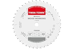 TWIN-TOWN 12-Inch 40 Tooth ATB Finishing Saw Blade with 1-Inch Arbor