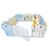 Baby Playpen Kids Activity Center - 14 Panel | Safety Play Yard Area - Indoor, Outdoor Portable Fence | Adjustable, Non-Toxic, Multi-Color Home Play Zone | Lock System Gate Door | Kid, Child, Infant