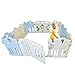Baby Playpen Kids Activity Center - 14 Panel | Safety Play Yard Area - Indoor, Outdoor Portable Fence | Adjustable, Non-Toxic, Multi-Color Home Play Zone | Lock System Gate Door | Kid, Child, Infant