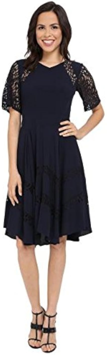 Amazon Rebecca Taylor レベッカテイラー Rebecca Taylor Crepe And Lace Dress Womens 女性 ドレス トップス 服 Blue Black 黒色 並行輸入品 ワンピース チュニック 通販