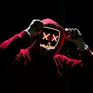Poptrend Halloween Cosplay LED Light Mask (Red)