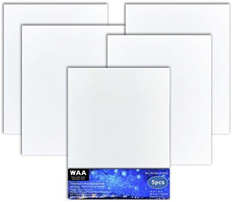 16 x 20 inch Acid Free Artist Stretched Canvas, Luxury Made Affordable! 100% Cotton Triple Titanium Acrylic Primed, Pack of 5, By World Ancient Arts