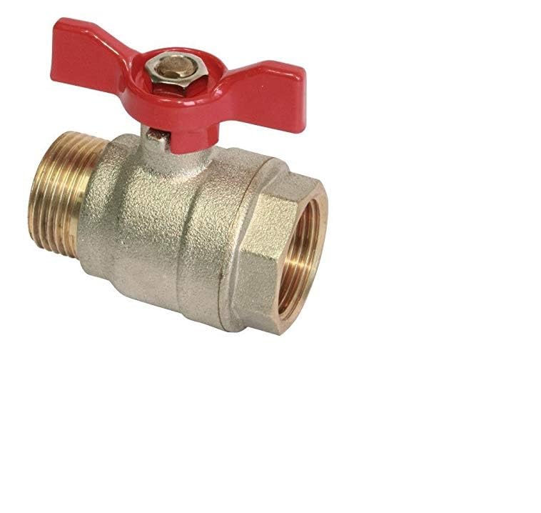 SOMATHERM for You, 15/21 Male/Female Ball Valve with Butterfly Lever, Full Passage, Reinforced Sealing, Optimal Flow, Brass Body, Pressure 30 bar, 5 Year Warranty