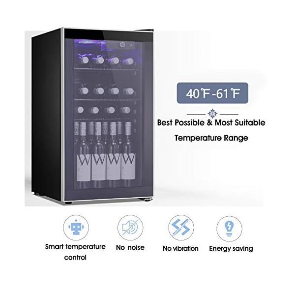 Tavata-Wine-Cooler-Freestanding-Single-Zone-Fridge-and-Cellar-Chiller-Quiet-Wine-Refrigerator-with-UV-Protection-Glass-DoorCompressor-Refrigeration-for-Counter-Top-26-Bottles