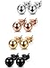 FUNRUN JEWELRY 4 Pairs Stainless Steel Ball Stud Earrings for Women Men Round Ball 8mm 4 Colors