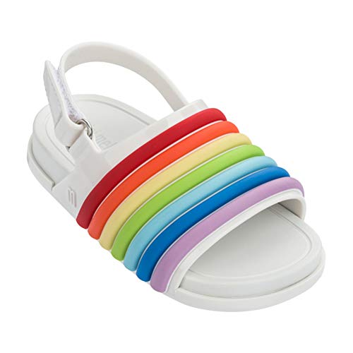 Mini Melissa Baby Girl's Mini Beach Slide Sandal Rainbow (Toddler/Little Kid) White Colorful 10 M US Toddler M