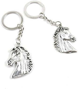 20 Pieces Keyring Key Ring Q1YO2 Horse Head Keychain Automotive Car Door Key Tags Findings Charms Chains
