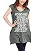 Allegra K Ladies Sleeveless Letters Print Loose Tunic Top M Dark Grey