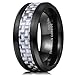 King Will GENTLEMENT 8mm Black Tungsten Ring Wedding Band Silver Carbon Fiber Inlay Beveled Edge Polished Finish