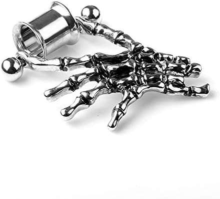JIAPEIJIA 6-25mm Dangle Ghost Hand Pendant Ear Plugs Tunnel and Gauges Flesh Tunnel Expander Body Piercing Jewelry