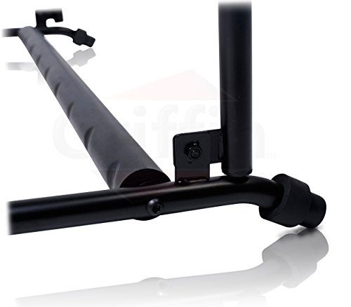 Three Guitar Rack Stand by Griffin | Holder for 3 Guitars & Folds Up | For Electric, Acoustic & Classical Guitar, Bass & Ukulele | Ideal For Music Bands, Recording Studios, Schools, Stage Performers
