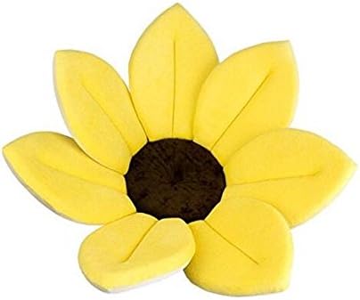 DEALSOCEAN Foldable Non-slip Blooming Baby Bath Flower For Bath Tub Lotus Infant Plush Sink Bath Sponge Seat (Yellow)