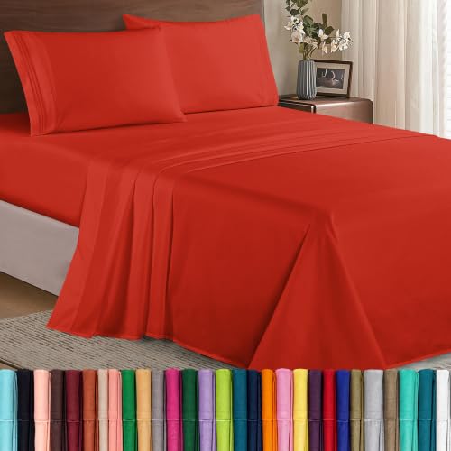 Elegant Comfort Luxe 1500 microvezel 4-delige lakenset van premium hotelkwaliteit - kreukbestendig, elastisch hoeslaken, diepe zak tot 40,6 cm, California King, roest