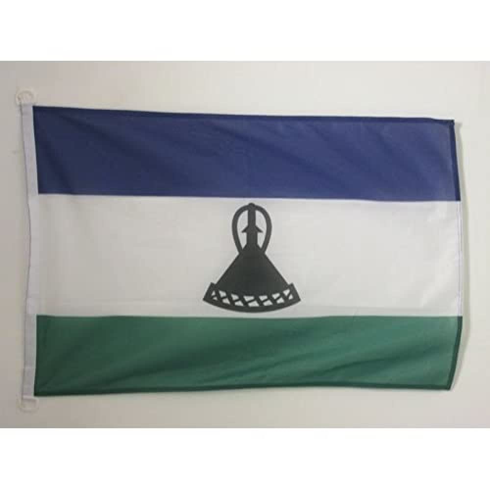 AZ FLAG - Lesotho Flag - 2x3 Ft - For Outdoor - Mosotho – Basotho Banner Knitted Polyester with Two Plastic Rings - Fade Resistant - Vivid Colors - 2' x 3' Feet - 90x60 Cm