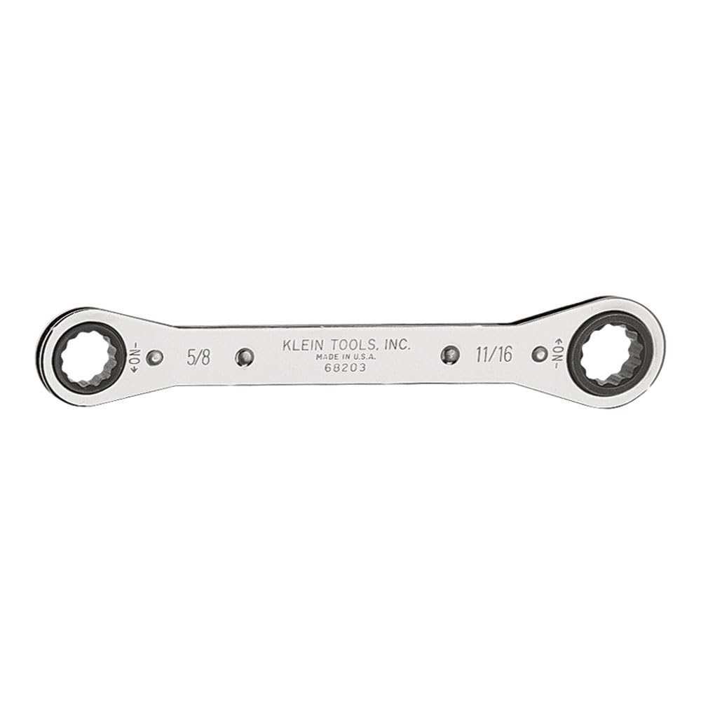 Klein Tools 68203 Standard Reverse Ratcheting Box Wrench with Reverse Ratcheting Action and Chrome-Plated Finish