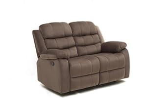 Kingway Modern Fabric 3pcs Reclining Set for Living Rooms Upholstered Manual Motion Couches Sofas, 2 SEAT, BROWN