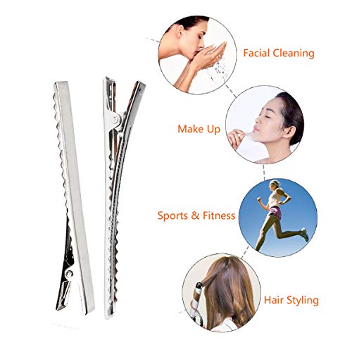 60 Pcs Alligator Curl Clips, Bantoye 3 Inch Flat Single Prong Clips Hair Accessories for Hair Styling, Hair Coloring, Silver