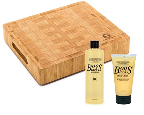 John Boos Block Mystery Oil, John Boos Block Board Cream and Bamboo Butcher Block (Small) by Top Notch Kitchenware