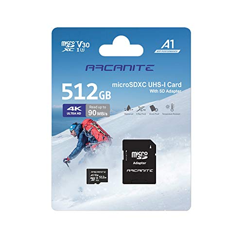 Arcanite 512gb Microsdxc Memory Card With Adapter Uhs I U3 A1 V30 4k C10 Micro Sd Akv30a1512 Amazon Price Tracker Pricepulse