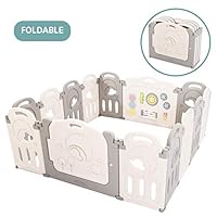 Fortella Cloud Castle Foldable Playpen, Baby Safety Play Yard with Whiteboard and Activity Wall, Indoors or Outdoors (14 Panel)