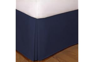 MK HOME Mk Collection King Size Solid Pleated Bed Skirt with 14" Drop Navy Blue New