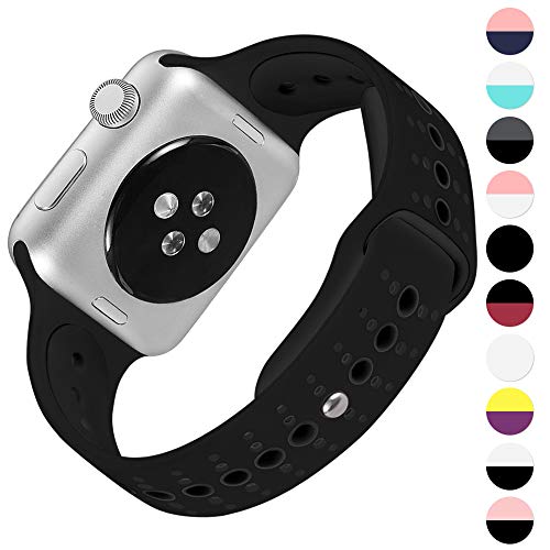 KOLEK Bands Compatible with Apple Watch Series 4 3 2 1 42mm / 44mm, Black/Black